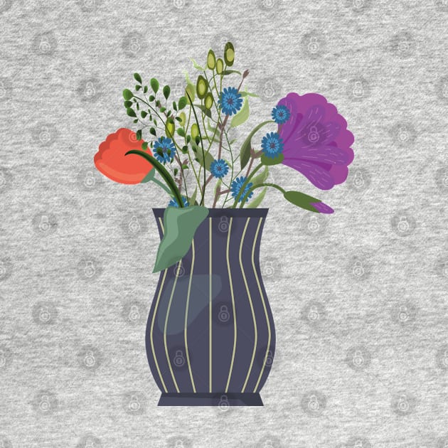 Colorful floral vase illustration by Wild Green Leaves